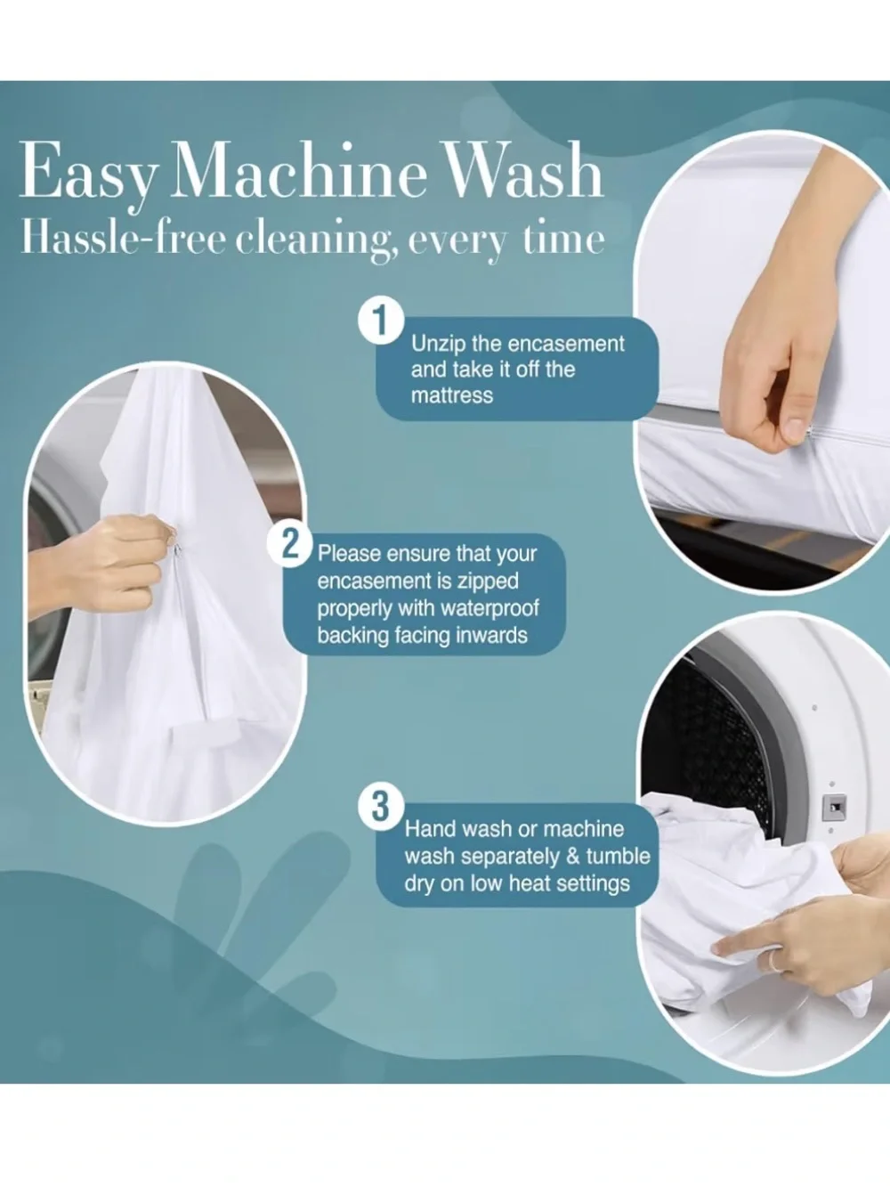 4 pack White Waterproof Zippered Mattress Encasement